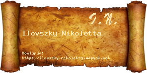 Ilovszky Nikoletta névjegykártya